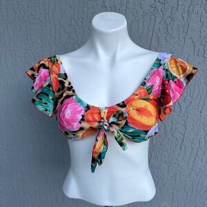 Beachsissi Bandeau Bikini Top Orange Print XL NWT